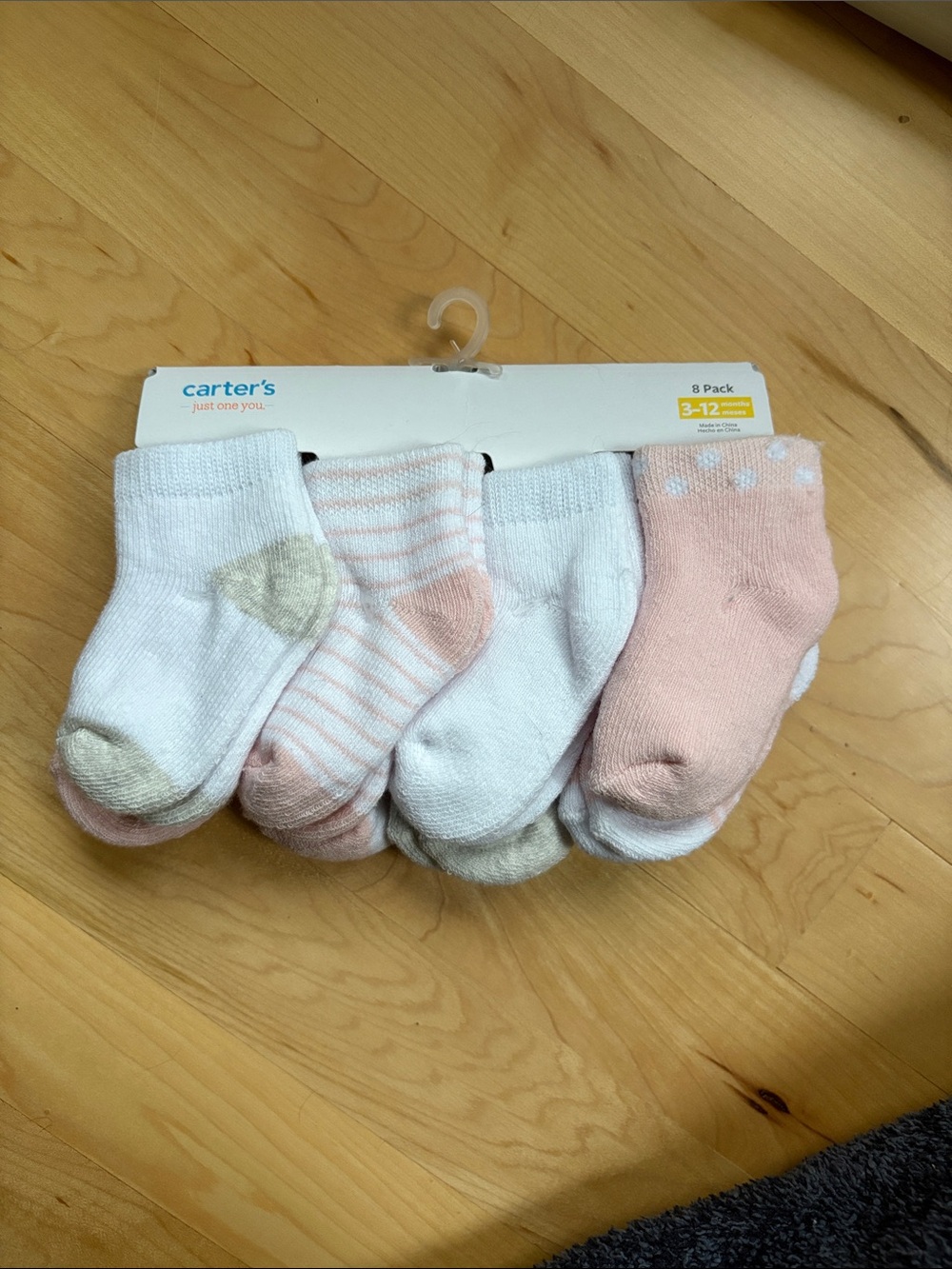 Carter's Baby Girls White & Pink Sock 8-Pack
